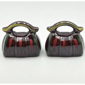 Vintage Ceramic‎ Women's Purses Salt & Pepper Shakers Brown Hand Bag 1950s